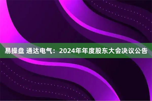 易操盘 通达电气：2024年年度股东大会决议公告