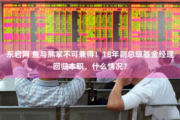 东启网 鱼与熊掌不可兼得！18年副总级基金经理回归本职，什么情况？