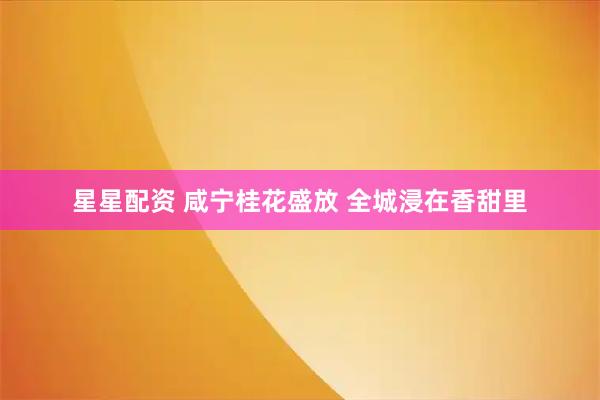 星星配资 咸宁桂花盛放 全城浸在香甜里